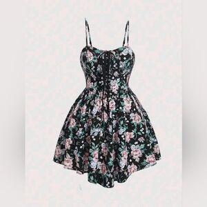 Floral print front tie mini